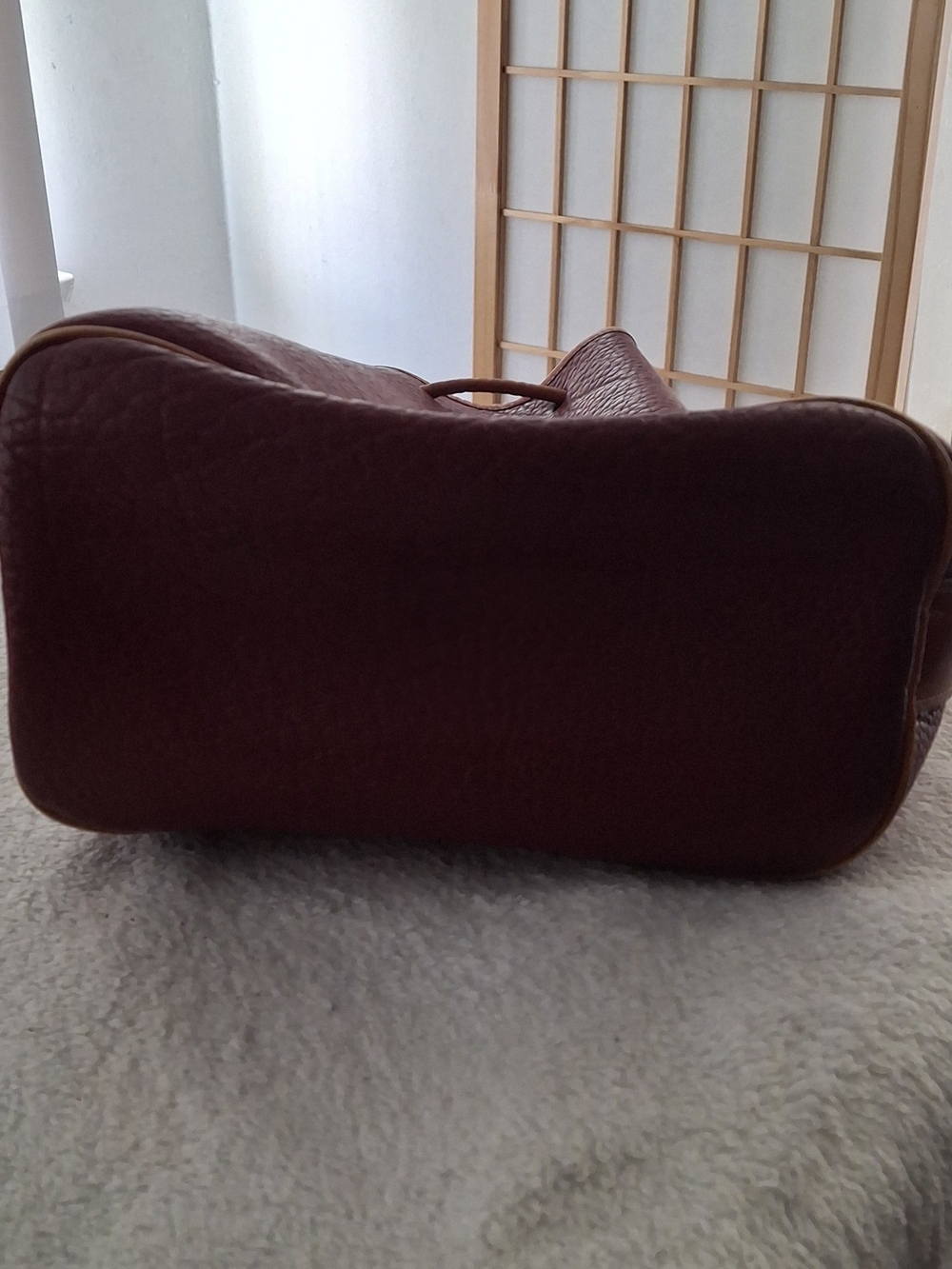 Dooney & Bourke Burgundy and Brown Pebbled Leather Drawstring Shoulder Bag - Picture 8 of 10